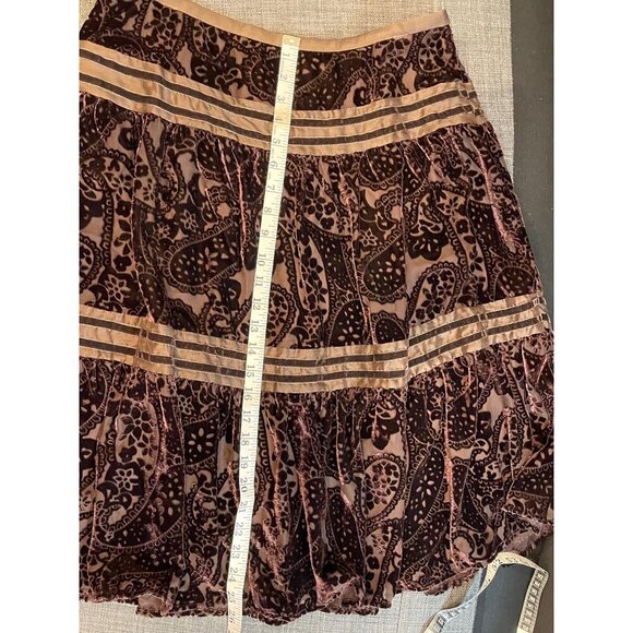 Sundance Brown Velour Midi Skirt Sz 10 - Picture 6 of 8